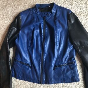 Moto Jacket Blue and Black zippers large